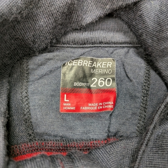 Icebreaker Jacket Men's L Red Navy Block Tech Pullover ½ Zip Merino 260 Body fit - Picture 6 of 10